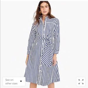 J. Crew Tie Waist Shirtdress in Stripe